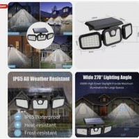 3 Head Solar Wall Light Outdoor Security Lamp. 5000 Units. EXW Los Angeles 